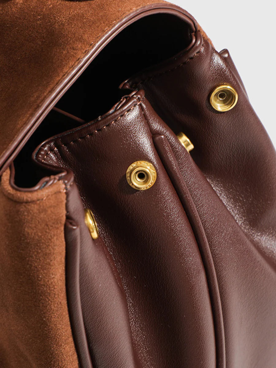 Gold-Toned Suede Handbag