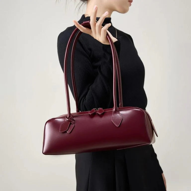 Glossy Baguette Shoulder Bag