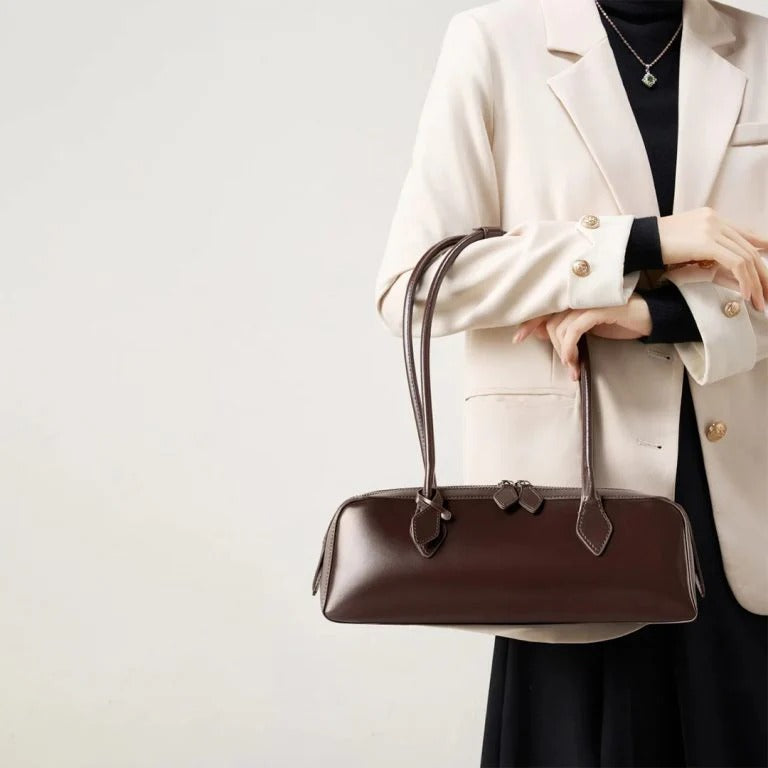 Glossy Baguette Shoulder Bag